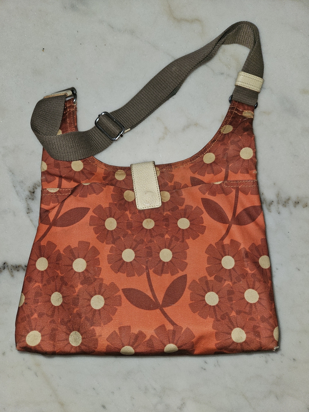 Orla Kiely Floral Dot Crossbody Bag in Orange